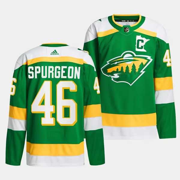 Mens Minnesota Wild #46 Jared Spurgeon Green 2023-24 Stitched Jersey Dzhi->minnesota wilds->NHL Jersey